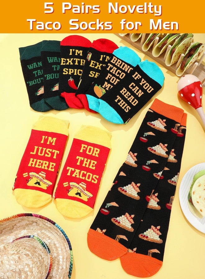 Halfchet 5 Pairs Mexican Taco Socks for Men Women Novelty Cinco De Mayo Taco Socks for Cinco De Mayo Gifts Food Lovers Mexican Fiesta Day Party Favors - Image 4